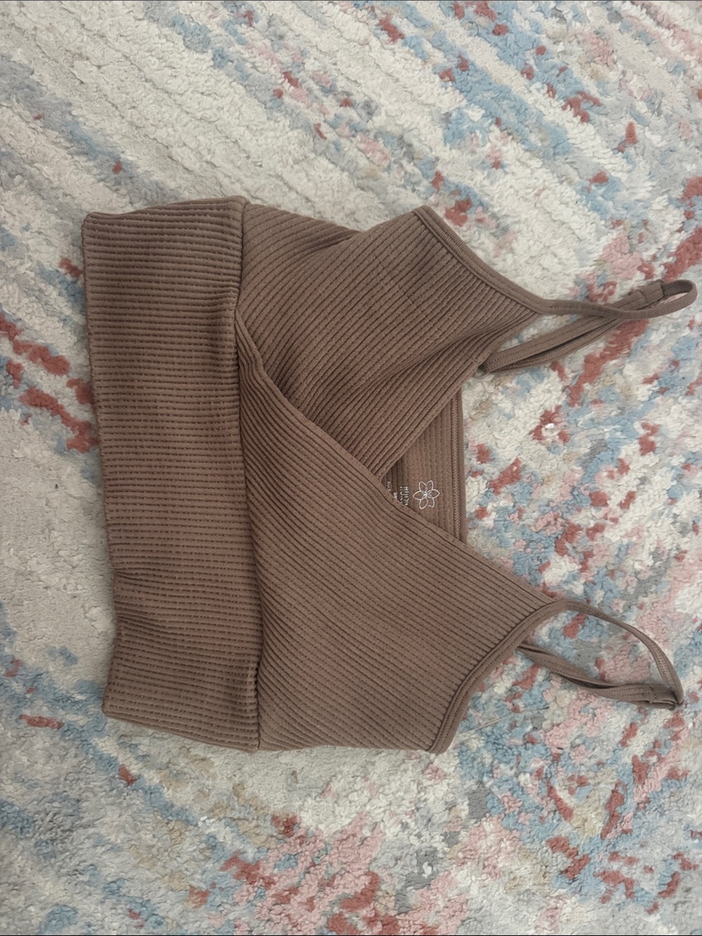 Aura Ribbed Brown Tank Bralette